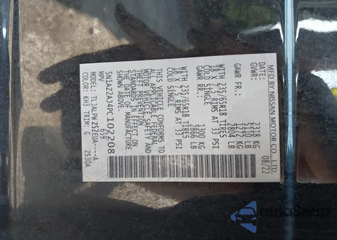 2023 Nissan Murano S Fwd from USA, damaged, VIN 5N1AZ2AJ4PC102208